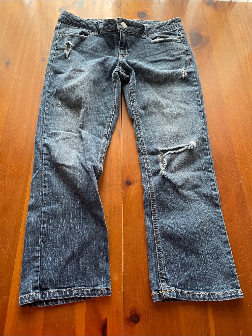 Aeropostale Distressed Flared Jeans in Dark Blue
